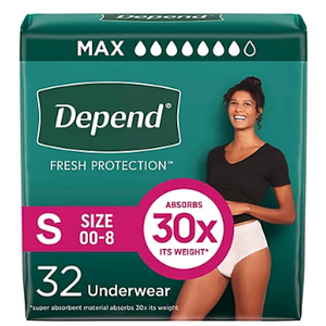 Depend Fresh Protection Adult Diapers, Incontinence & Postpartum Bladder Leak Underwear for Women, Disposable, Maximum, Small, Blush, 32 Count