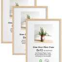LYYYXGYP 8x10 OAK Wood Picture Frame 3 Pack Wooden Photo Frame Beige Natural Solid Wood Frame with Plexiglass for Wall Hanging and Tabletop Display