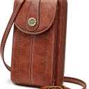 S-ZONE Women RFID Blocking Crossbody Cell Phone Purse Small Faux Leather Wallet Purse (Brown)