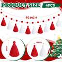 Syhood 4 Pcs Easter Pom Pom Tassel Garland Felt Pompom Ball Banner Tassel Garland for Hanging Decorations Easter Party Supplies Home Decor(Red White Color)