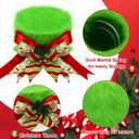 Elf Hat Christmas Tree Topper Green Furry Green Christmas Tree Decoration Velvet Hat with Ribbon Bow Xmas Trees Ornaments for Funny Holiday Winter Home Indoor Decor