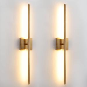 Brushed Gold LED Wall Sconces Set of 2 with Warm White Light 