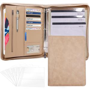 3-Ring Padfolio Portfolio Binder Organizer,PU Leather Folder Binder Business Planner Notebook Zippered Portfolio for Women/Men with Document Sleeve,Letter/A4 Size Clipboard