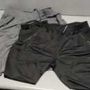 lomsoe 3 Pack Men's Athletic Pants with Zip Pockets, Lightweight Workout Sweat Pants Gifts for Men Black-L Grey-XL