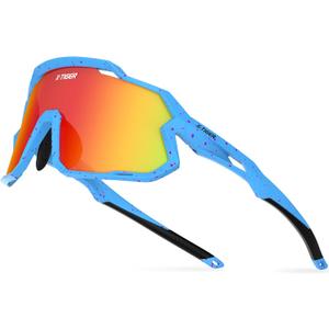 X-TIGER Kids Sunglasses Polarized Youth Baseball Sunglasses for 8-14 boys girls UV400 Sports Softball Cycling Glasses (Blue Pink Polka Dot)