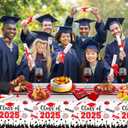Graduation Plates and Napkins 2025 Grad Party Supplies, Class of 2025 Congrats Grad Disposable Paper Plates Cocktail Napkins Set for 2025 Red Black Graduation Party Decorations Sets, Serve 50