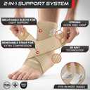 Sleeve Stars Ankle Brace for Women & Men, Ankle Wrap for Sprained Ankle, Compression Sleeve for Plantar Fasciitis Relief, Easy Customizable Support: w/Removable Strap (Single/M:10"-12"/Beige)
