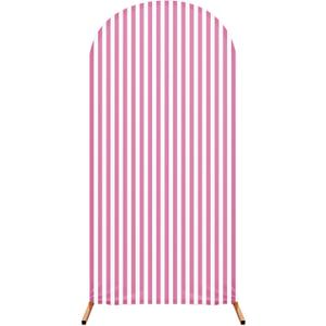 7.2 ft Princess Party Arch Backdrop Striped Arch Spandex Stretch Backdrop Stand Cover for Wedding Birthday Banquet Boys Girls Shower Ceremony Decoration(Pink and White)