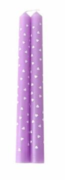 Purple Candles With Hearts 2 Pack