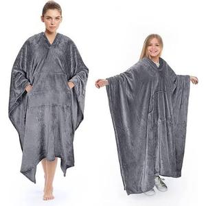 Poncho Blanket Super Soft Comfy Plush Wearable Fleece Blankets Gift for Adult Women Men Kids Throw Wrap Cover Indoors & Outdoors, 60x 42 inch