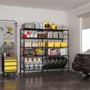 Sakugi Storage Shelves - 5-Tier Heavy Duty Garage Shelving Units with Leveling Feet & Wall Anchor, Large-Capacity Metal Shelf for Garage, Pantry, Kitchen, 59.1" x 15.7" x 69.2", Black