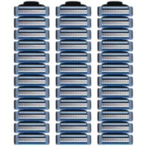 34 Blades Replacement Parts for GL-Mach 3 Style Razors (Blue), Wet Razors Men's Blades Value Packs