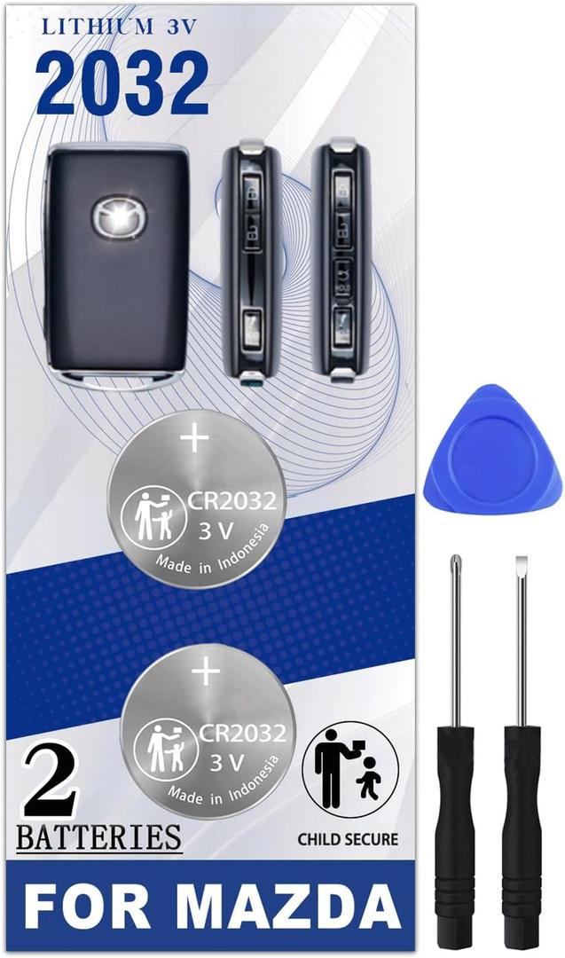 Key Fob Battery Replacement for Mazda (2019-2025) 3 6 CX-30 CX-50 CX-90 CX-5 CX-9 MX-30 MX-5 Miata RF Smart Remote ((2 Pack)