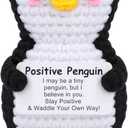 2 x JoycuFF Graduation Gifts, 2026 Mini Positive Crochet Penguin Graduation Gifts, Funny Birthday Gifts for Women Men Friend Daughter Coworker, Emotional Cute Penguin Present