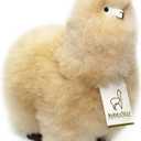 Alpaca Stuffed Animal 12 inch. Cute, Soft and Cuddly Alpaca Plush Toy Handcrafted on Real Alpaka Natural Fur (12 inches, Beige)