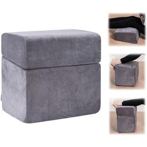 3 Adjustable Heights Foot Rest for Under Desk at Work - Ergonomic High Density Foam Footrest with Washable Cover, Foot Stools for Office, Home, Gaming (Grey)