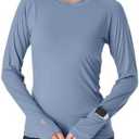 Womens Long Sleeve Sun Shirt Lightweight Uv Blocking Rash Guard Sunscreen Top SPF Protection Upf50+ Clothing with Thumb Hole M