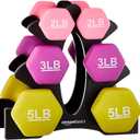 Amazon Basics Neoprene Dumbbell Hand Weights for Exercise and Muscle Toning, Rack with 3 Pairs (2, 3, and 5 Pound)
