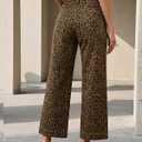 luvamia Wide Leg Jeans Woman Trendy High Waisted Leopard Cheetah Print Ankle Length Stretchy Denim Pants with Pockets (L)