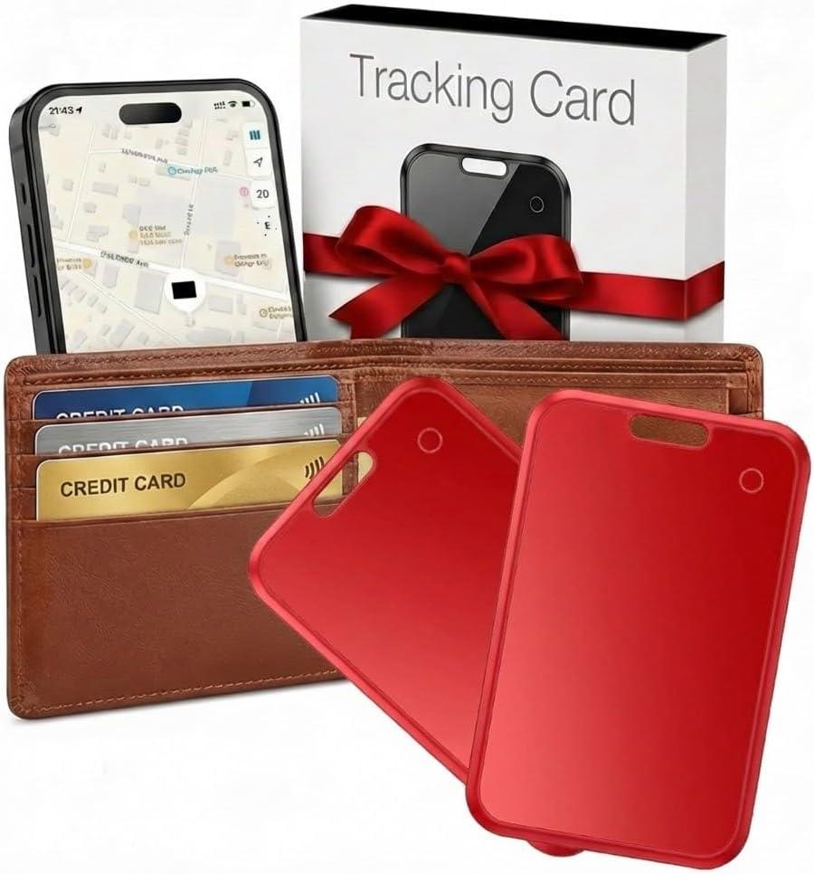 2 Pack Bluetooth Smart Tracker Card[Apple MFi Certified]Work with iPhone Find My (iOS Only) Slim Wallet GPS Air Tracking Card Wireless Charging Waterproof Item Locator for Keys Passports Purse Luggage