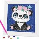 Pack of 2 Miairivy Diamond Painting for Kids, 5D Animal Diamond Art Mini Small Kit(with Wooden Frame), DIY Cute Panda Big Gem Painting Set, Paint by Diamonds Crafts for Girls Boys Ages 4-12