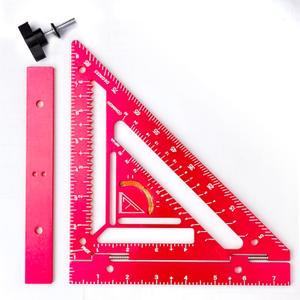 Compact 8.3 Inch Rafter Square,Innovative Tool with Level and Jig Block, Precision Measuring Ruler for Carpenters & Architects (Red)