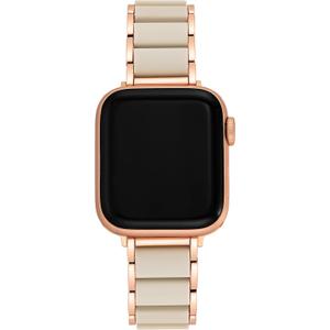 Anne Klein Silicone Fashion Bracelet for Apple Watch, Secure, Adjustable, Apple Watch Replacement Band, Fits Most Wrists (42mm (Series 1-3) 44/45/46/49mm (Ultra & Ultra 2), Cream/Rose Gold)