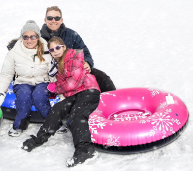 Snow Tube 36" Inflatable Snow Sled Thickened Heavy Duty Hard Bottom PVC Sleds with Handles Outdoor Winter Toys for Outdoor Sledding Sports Gift Supplies