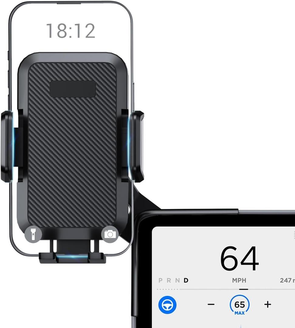 BASENOR 2025 2026 Tesla Model Y 3 Phone Mount Holder Strong Adhesion 360 Adjustable Cell Phone Holder Stand Tesla Model Y Juniper Tesla Model 3 Highland Interior Accessories Fit for iPhone & Android