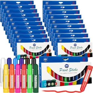 20 Sets Tempera Paint Sticks for Kids 12 Colors Washable Quick Drying Tempera Paint Sticks Bulk for Children Art Supplies Paper Wood Glass Rock Poster Canvas