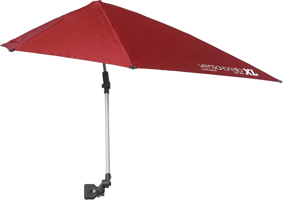 Sport-Brella Versa-Brella SPF 50+ Adjustable Umbrella with Universal Clamp (Firebrick Red)