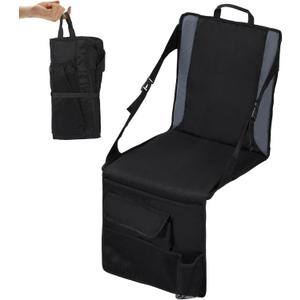 REDCAMP Portable Stadium Seat Bleacher Cushion, Folding Stadium Seats Bleacher Chairs with Back and Cushion for Camping Fishing Concert, Water Resistant, Black/Navy (Black Pocket x2)