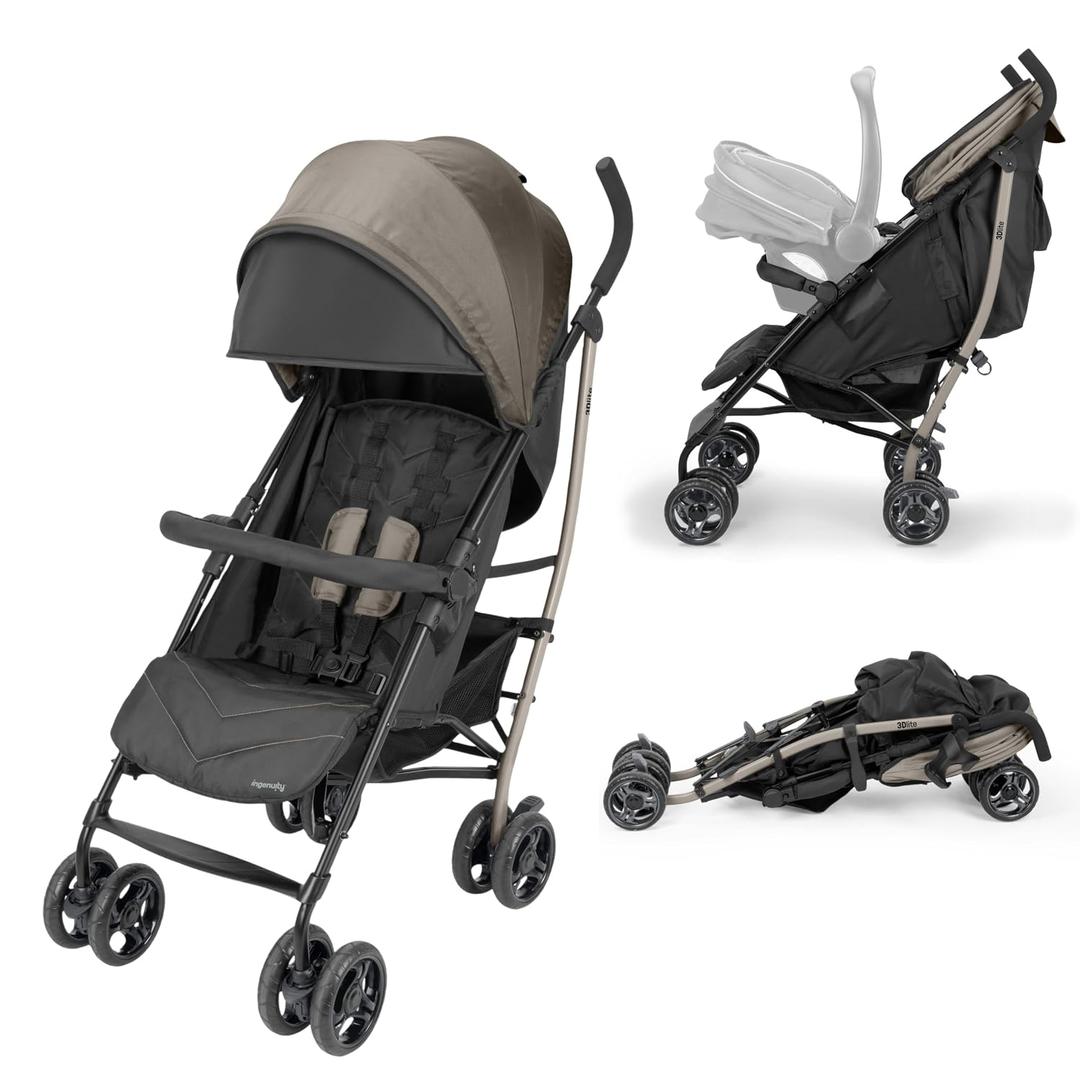 Ingenuity 3Dlite Jewel Convenience Stroller Lightweight Folding Stroller with Car Seat Compatibility, Extra-Large Canopy & Storage
