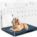 Acrylic Dog House, 27.5" L x 20" W x 24.5" H Clear Indoor Dog Crate Furniture for Small & Medium Dogs, Modern Transparent Pet Kennel Furniture with Lock (Extra Large)