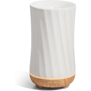 InnoGear 150ml Ceramic Oil Diffuser, Handcrafted Stone Essential Oil Diffuser Aromatherapy Diffusers Ultrasonic Cool Mist Humidifier Vaporizor with 2 Mist Modes for Room Home, White Twist Ceramic