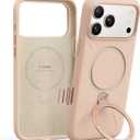 TORRAS Q3 Silicone 360 Spin for iPhone 17 Pro Case with Stand, Fit for MagSafe, Magnetic Ring Kickstand with Camera Control, Liquid Silicone Rubber Soft Phone Case for iPhone 17 Pro 6.3'', Bliss Pink