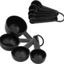 KitchenAid Universal Easy To Read Measuring Cup and Spoon Set with Soft Grip Handle for Maximum Control, Hang Hole and Nesting For Easy Storage, Dishwasher Safe, 9 Piece, Black