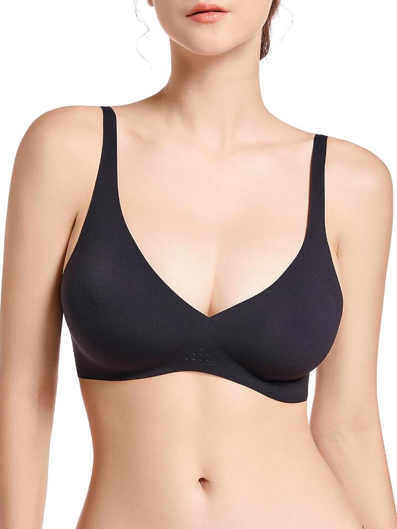 SHAPERX Wireless Scoop Bras for Women Small to Plus Size Everyday Bra with Removable Pads (Medium)