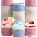 Lamosi Ice Cream Bowls Disposable - 100 Count - 11 oz Paper Ice Cream Sundae Cups, Party Supplies Food Containers for Dessert Snack Frozen Yogurt Soup (Colorful)