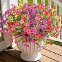 Artificial Fake Flowers Plants for Outdoors, 12 Bundles Multicolor Silk Faux Flower Spring Summer Decoration, UV Resistant No Fade Artificial Outdoor Plant for Home Planter Porch Patio Yard Decor