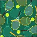 Tennis Rackets and Balls Tablecloth Square 60 Inch Green Waterproof Table Cover for Party Picnic Dining Room Kitchen BBQ Wedding Indoor Outdoor Table Cloth Home Decor