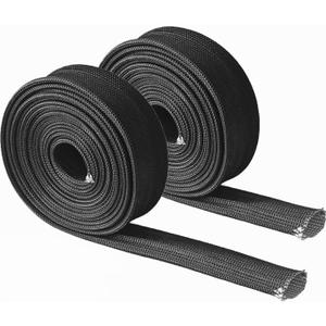Heat Hose Fiberglass Wrap Shield Sleeve 2 Pcs 10FT-13MM(1/2") Wire Fuel Line High Temp Black Colour Adjustable for Car Wire Loom cable Heat Shield Brake Line Cable
