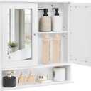 VASAGLE Bathroom Cabinet with Mirror, Wall Cabinet with 2 Mirrored Doors, Adjustable Shelf, Open Compartment, Wall-Mounted, 5.1 x 22.2 x 23 Inches, White ULHC002