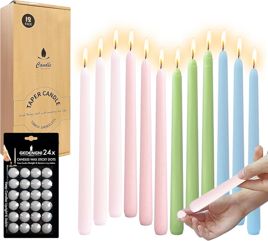 Unscented Candles Colored Taper Candlesticks,10 inches Dripless Tapered Candles Colorful Candle Sticks Candy Candlestick for Home Party Wedding Restaurant Holiday(8D12P-2PIBLGR)