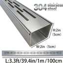 304 Stainless Steel Trench Drain Kit,Narrow Channel Drain with Grate & Coupling, Outdoor Drainage for Pool Deck/Yard/Driveway/Garage (19.6FT-2IN X 2IN)