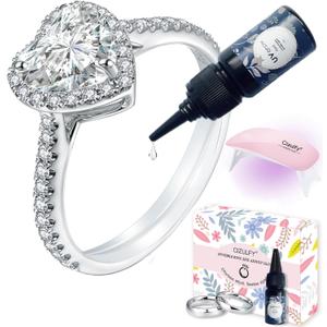 CIZULFY Ring Sizers for Loose Rings, 3 Invisible Ring Size Adjuster Tightener Resizer for Women Men Thin Wide Band Rings, Clear Silicone Wrap,UV Resin Glue UV Lamp kits and User Manual (10g)