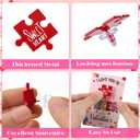 Quelay 50 Set Valentine's Day Puzzle Pin Conversation Heart Puzzle Piece Lapel Pins Hug Me Love Sayings Brooches with Thank You Cards & Gift Bags for Classroom Exchange Party Wedding Favors