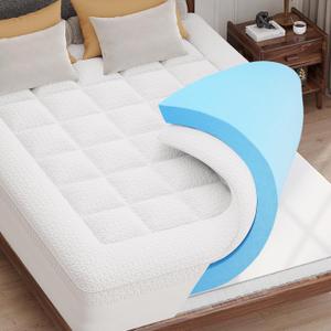 Dual Layer Memory Foam Mattress Topper - AprLeaf 3 Inch Pillow Top Mattress Topper, 2 Inch Cooling Gel Memory Foam and 1 Inch Pillow-Top Cover for Medium Support Relief Back Pain (Twin, White)