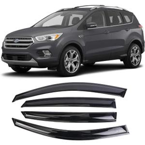 Tape-On Window Visors Deflectors Rain Guards 4 Piece Set Compatible with 2013-2019 Ford Escape 94383