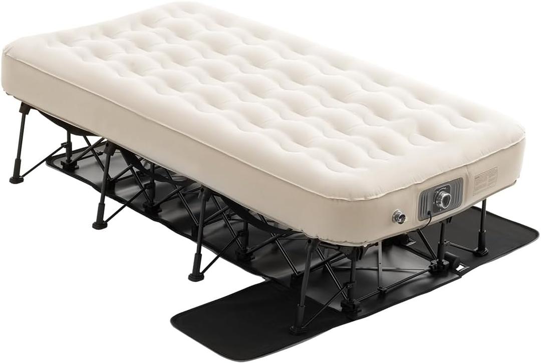 VEVOR Air Mattress with Frame, Inflatable 1 Person Camping Cot with Built-in Pump, Portable Folding Air Beds Supports 300 lbs, Blow Up Bed for Guests Camping Travel Indoor & Outdoor Use